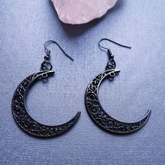 Black moon earrings, Boho celestial earrings, Black statement earrings, Moon drop earrings, Bohemian dangle earrings, Boho crescent earrings ❤️Boho your way! Thanks for stopping by! We have many unique items here, please take a moment to visit! -Your order will be shipped out within 2 business days after the order has been received. -These earrings are light weight and easy to wear, perfect for your daily look. -They're designed with different geometric shapes like circle, triangle, diamond, teardrop etc, they can show your personality in different styles. -These earrings are also perfect gifts for friends and families, the exquisite accessory for women.  -They fit all of your fashion needs, for any formal and informal occasions, such as party, vacation, prom, wedding, birthday and anniver Cheap Black Bohemian Jewelry, Cheap Black Witchy Earrings, Bohemian Crescent Earrings, Mystical Black Metal Earrings, Black Celestial Earrings For Gift, Elegant Black Moon-shaped Earrings, Celestial Moon-shaped Black Earrings, Boho Celestial, Black Statement Earrings