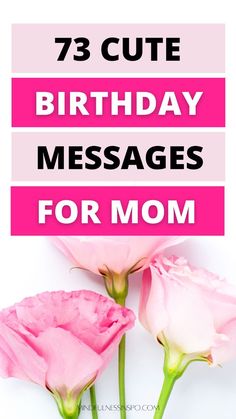 three pink roses with the words 73 cute birthday messages for mom on it and below