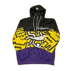 Brand New, Members Only X Keith Haring Windbreaker Jacket Multicolor Size Medium Available. Limited Edition Collaboration. Yellow Color Block Hooded Outerwear, Yellow Hooded Color Block Outerwear, Winter Yellow Color Block Outerwear, Multicolor Nylon Streetwear Outerwear, Yellow Track Jacket For Spring Streetwear, Urban Multicolor Windbreaker For Streetwear, Yellow Hooded Windbreaker For Streetwear, Multicolor Nylon Outerwear For Streetwear, Hooded Yellow Windbreaker For Streetwear