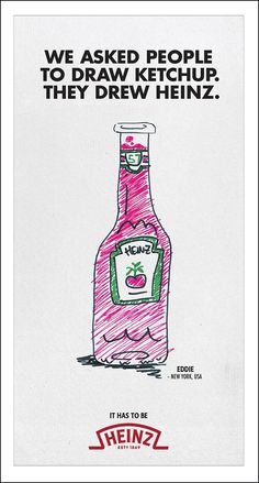 an advertisement for heinz's ketchup with a drawing of a pink bottle