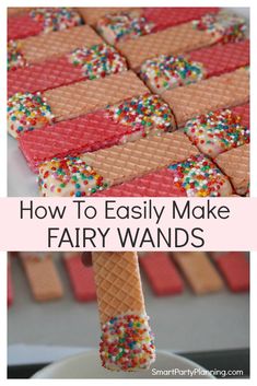 how to easily make fairy wands with ice cream and sprinkles on them