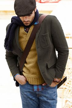 Men's Moleskin Blazer | Lands' End Canvas - and a very well put together layered look. Thanksgiving Play, Winter Outfits For Men, The Cardigans, Outfits For Men, Suit Men