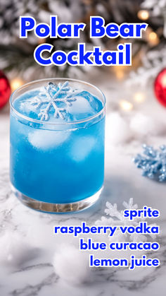 Polar Bear Cocktail Recipe Vodka Frostbite Fizz, Polar Bear Drink Recipe, Cute Christmas Alcholic Drinks, Edible Alcohol Treats, Frosty Snowman Cocktail, Blueberry Liquor Cocktails, Blue Balls Drink, Blue Christmas Cocktail Recipe, Polar Bear Cocktail