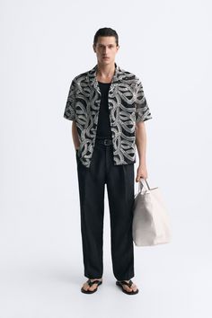 CONTRAST JACQUARD SHIRT Zara Men, Jacquard Shirt, Zara Man, T-shirt Polos, Zara United States, Sheer Fabrics, Swimwear Accessories, Linen Shirt