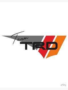 the logo for team trd is shown in black and orange with an arrow on it