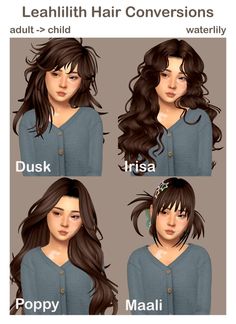 four different hairs styles for females with long hair