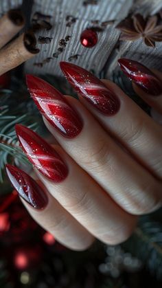 Gingerbread Nails, Red Chrome Nails, Xmas Nail, Holiday Nails Christmas, Makeup Nails Designs