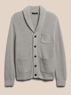 At once smart and relaxed, this shawl-collar cardigan is destined to become an heirloom.  It's knit from soft, strong, American-grown SUPIMA® cotton, an extra-long staple cotton  and a customer favorite.  Shawl collar with button front.  Three front Classic Shawl Collar Sweater With Button Closure, Classic Sweater With Shawl Collar And Button Closure, Classic Cardigan With Shawl Collar And Button Closure, Classic Fitted Cardigan With Shawl Collar, Classic Fitted Shawl Collar Cardigan, Classic Knit Outerwear With Shawl Collar, Workwear Shawl Collar Cardigan, Cozy Shawl Collar Cardigan For Work, Fall Cotton Sweater With Shawl Collar