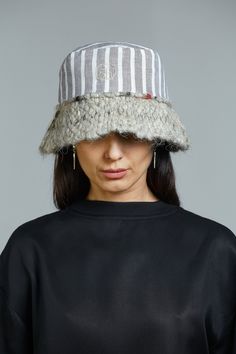 Hover is unique handmade unisex wool bucket hat with herringbone print (panama) The hat is very warm, soft and comfortable to wear. This is a wonderful birthday gift The best decision for 2021 year. SIZE: S-M (56-57 cm) Custom Made M-L (58-59 cm) Custom Made L-XL (60-61 cm) in stock Custom Made design is made after a base pattern, similar to ready-to-wear. Note that it will take our team 10 - 15 days to make your product, so remember to add this to the delivery time. MATERIAL: Made of 100% wool. Handmade Bucket Hat With Curved Brim For Winter, Handmade Winter Bucket Hat With Short Brim, Handmade Curved Brim Bucket Hat For Winter, Reversible Short Brim Winter Hat, Winter Reversible Hat With Short Brim, Wool Bucket Hat, Winter Bucket Hat, Team 10, Bucket Hat Design