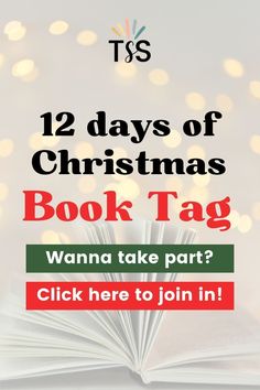 an open book with the text 12 days of christmas book tag