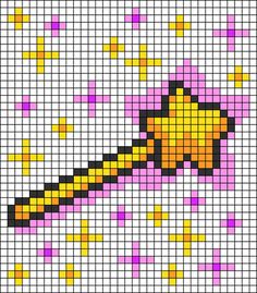 a cross stitch pattern with a yellow crown on it