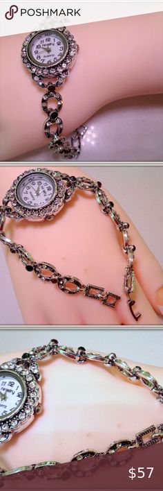 Elegant Ladys Bracelet Wrist Watch Vintage Antique Silver’s never going out of style.sophisticated bands, you can look elegant and polished with a single accessory. Elevate your look, elegance to any outfit.this Unique Watch is hand Crafted      Water Resistance Depth: No waterproof     Clasp Type: Hook Buckle     Style: Fashion & Casual     Dial Diameter: 17mm     Model Number: R1016     Band Length: 19cm     Dial Window Material Type: Glass     Case Thickness: 7.5mm     Band Width: 9.2mm     C Elegant White Metal Watch, Elegant White Metal Watches, Elegant Nickel-free Watches As Gifts, Elegant Nickel-free Metal Watches, Bracelet Wrist, Watch Vintage, Glass Case, Watches Unique, Vintage Watches