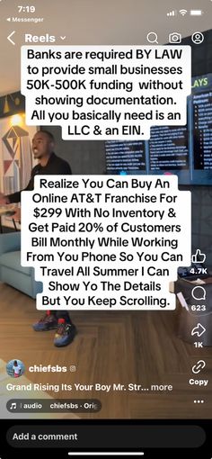 an image of someone on their cell phone with the caption that reads banks are required by law to provide small businesses