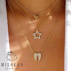 New Women’s Multi-Layered Rhinestone Star Heart Angel Wing Pendant Necklace. Bundle With Other Items And Save On Shipping Color: Gold Zinc Alloy Keywords: Boho Bohemian Chic Hippie Jewelry Valentines Luxury Elegant Gifts Accessories Itemn-355 Valentines Luxury, Angel Wings Necklace, Wings Necklace, Fan Necklace, Diamond Pendants Designs, Angel Wing Necklace, Braided Necklace, Chic Necklace, Layered Necklace Set