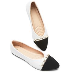 PRICES MAY VARY. Stitching Design,BABUDOG Womens black and white flats shoes are soft pu leather upper with stitching design.It has a crimping effect.We pay attention to the details of the product,the special chain, while bringing you a fashion flats design. Elegant, Classic Pointed Toe,Womens dress flats shoes are classic pointed-toe design,which features elegant.Elegant design brings a beautiful visual, and the black flats are suitable for dress,work suits and jeans. Memory Foam Insole and Lig Black Dress Flats, Womens Dress Flats, Black And White Flats, White Flat Shoes, Womens Black Flats, White Dress Shoes, Black Flats Shoes, Professional Shoes, Dress Work