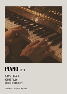 a piano with hands on it and the words piano 2013 written in black over top