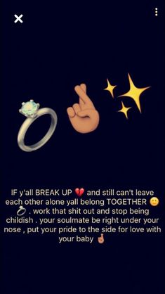 a baby's birth ring with the caption if y'all break up and still can't leave each other alone