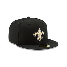 The New Orleans Saints Black 59FIFTY Fitted features an allover black fabrication with an embroidered Saints logo at the front panels and an embroidered NFL shield at the rear. Saints Logo, Chicago Cubs World Series, Team Slogans, Dope Hats, Sports Hats, Hat Day, 59fifty Hats, World Baseball Classic, Head Gear