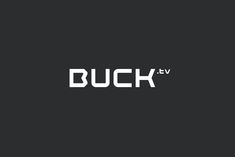 the buck tv logo is shown on a black background with white letters that read buck