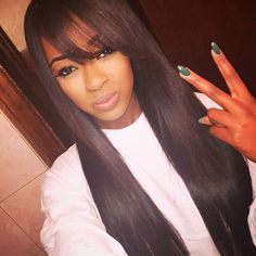 Straight Hair With Side Part, Side Bangs Straight Hair, Side Part And Bangs, Hair With Side Part, Upart Wigs, Bangs Straight Hair, Bangs Straight, Pelo Afro, Hair Laid