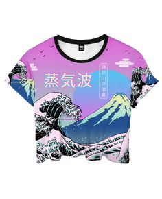 Casual Pink Sublimation Design Streetwear, Casual Fitted Printed Sublimation Design, Pink Casual Sublimation Design For Summer, Casual Pink Sublimation Design For Summer, Custom Print Sublimation Design For Summer Streetwear, Casual Summer Sublimation Design With Graphic, Vaporwave Aesthetic Outfits, Arcade Fashion, Aesthetic Crop Top