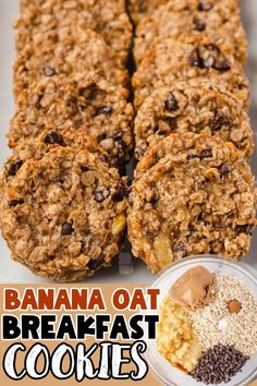 banana oat breakfast cookies with peanut butter and chocolate chips