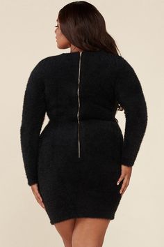 Sweater Mini Dress, Plus Size Bodycon, Mini Sweater Dress, Black Bodycon Dress, High Neckline, Gold Chains, Knit Sweater, Knitted Sweaters, Sweater Dress