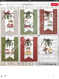 six christmas cards with different designs on them