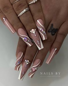 Neutral Nail Art Designs, Elegant Touch Nails, Cute Pink Nails, Matte Top Coat, Gel Nail Art Designs, Mermaid Glitter, Swarovski Nails, Nails Design With Rhinestones, Diamond Nails