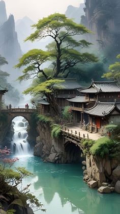 Pagoda Garden, Illustration Landscape, Eagle Painting, Eyes Artwork, Pergola Garden