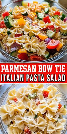 two bowls filled with pasta and vegetables on top of each other in different stages of cooking