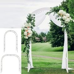 an image of a wedding arch with flowers on it