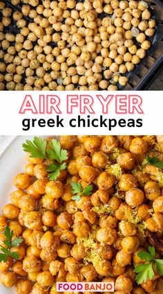 air fryer greek chickpeas Crispy Garbanzo Beans Air Fryer, Toasted Chickpeas Recipes Air Fryer, Greek Chickpea Recipes, Roasted Chick Peas Recipes Air Fryer, Chick Pea Snacks In Air Fryer, Airfry Chickpea Recipes, Crispy Chickpeas Air Fryer, Air Fryer Garbanzo Beans, Chick Peas In The Air Fryer