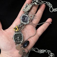 Punk Watch Choker Necklace, Art Inspired Funky Watch Necklace Cyberpunk Y2K Grunge Necklace,whimsical Necklace,trend Clutter Cool Necklace - Etsy Photoshoot Fits, Cyberpunk Y2k, Funky Watches, Watch Choker, Grunge Necklace, Chunky Gold Jewelry, Silver Bracelet Stack, Whimsical Necklace, Cool Necklace