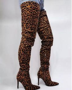 Sexy Leopard Print Rivet Fashion Over-the-knee Women's Boots · Eoooh❣❣ · Online Store Powered by Storenvy Trendy Wide Calf Over-the-knee Boots, Trendy Wide Calf Over The Knee Boots, Trendy Wide Calf Over-the-knee Heeled Boots, Knee-high Boots For Night Out In Winter, Trendy Wide Calf Knee-high Boots For Winter, Trendy Tall Thigh-high Heeled Boots, Brown Knee-high Boots For Night Out, Trendy Wide Calf Thigh High Heeled Boots, Trendy Knee-length Heeled Boots For Winter