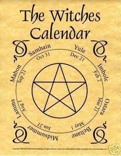 the witches calendar on parchment paper with pentagramus and stars in it, as well as numbers