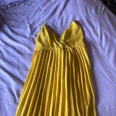 Falls Just Below The Knees, Straps Tie Behind The Back, Never Worn Yellow Sun Dress, American Flag Sweater, Casual Sundress, Blue Velvet Dress, Tan Woman, Yellow Sun, Ruffled Maxi Dress, Sun Dress, Womens Maxi Dresses