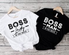 Boss Lady, Boss Man, Boss family, Boss shirt, Boss Shirt, Gift for Mom, Boss Day, Gift for Boss, Women's Shirt, Family Gift, 2024 Valentines GUIDANCE   *All our simple color  t-shirts are 100% Cotton.   *All our Heather Color t-shirts are 90% cotton 10% polyester blend and they are extremely soft. Our design are made very professionally with the right equipment  *Soft and High-Quality Fabric *Taped shoulder-to-shoulder *Tear away label *Retail fit *Pre-shrunk * Side Seamed *Design size and place Boss Lady Shirt Ideas, Boss Day Gift, Mr Mrs Gift, Boss Lady Shirt, Typography Shirt Design, Boss Day, Boss Shirt, Gift For Boss, Boss' Day