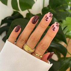 Nail Designs Squoval, Unghie Sfumate, Unghie Nail Art, Simple Fall Nails, Squoval Nails, September Nails, Fall Gel Nails, October Nails