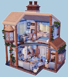 a large doll house with all the furniture in it