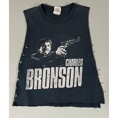 Charles Bronson Safety Pin Pins Punk Cut-Off Muscle Tee Tank Band T-Shirt Size S Hem: 17.5 In. - Chest: 13 In. - Length: 19.5 In. - Shoulders: 13 In. - Waist: 15 In. #Charlesbronson #Punk #Safetypins #Bandtee #Shirt How To Cut Band Tees, Diy Punk Shirt, Hailey Outfits, Safety Pin Shirt, Punk Tshirt, Punk 80s, Diy Cut Shirts, Punk Shirt, Charles Bronson