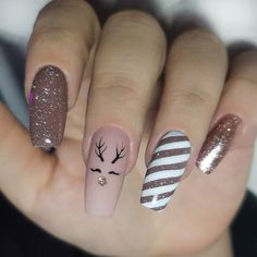 #nailtrends #nailinspo #nailart #naildesigns #nailsofinstagram #nailsoftheday #nailgoals #nailfashion #nailswag #nailaddict #naillove #nailsoftheweek #nailsoftheday #nailsoftheweek #nailsoftheday #nailsoftheweek #nailsoftheday Nails With Deer Design, Rain Deer Nails, Deer Christmas Nails, Deer Nail Designs, Deer Nails, Harry Potter Nail Art, Blush Pink Nails, Nail Art Noel, Quick Nail Art