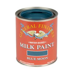 a can of orange paint with the words, general finishes water based dye stain