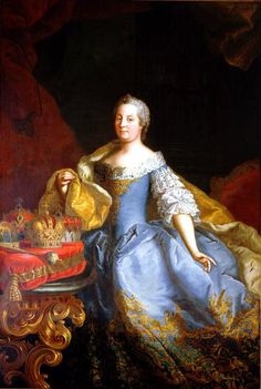 a painting of a woman in blue and gold