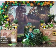 an image of a dinosaur birthday party setting