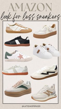 Amazon+designer+inspired+sneakers+for+fall!+  #amazonfinds  Amazon+finds.+Amazon+fashion.+Amazon+sneakers.+Look+for+less+sneakers++  #LTKSeasonal+#LTKShoeCrush+#LTKFindsUnder100 Find Amazon, Sneakers Looks, Amazon Fashion, Affordable Fashion, Sneakers Fashion, Latest Trends