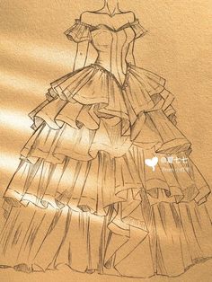 a drawing of a dress made out of paper