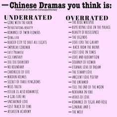 a pink poster with the words, chinese drama you think is underrated overrated