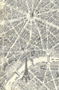 an old map of paris with the eiffel tower in the center and other buildings