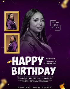 happy birthday flyer template with two photos